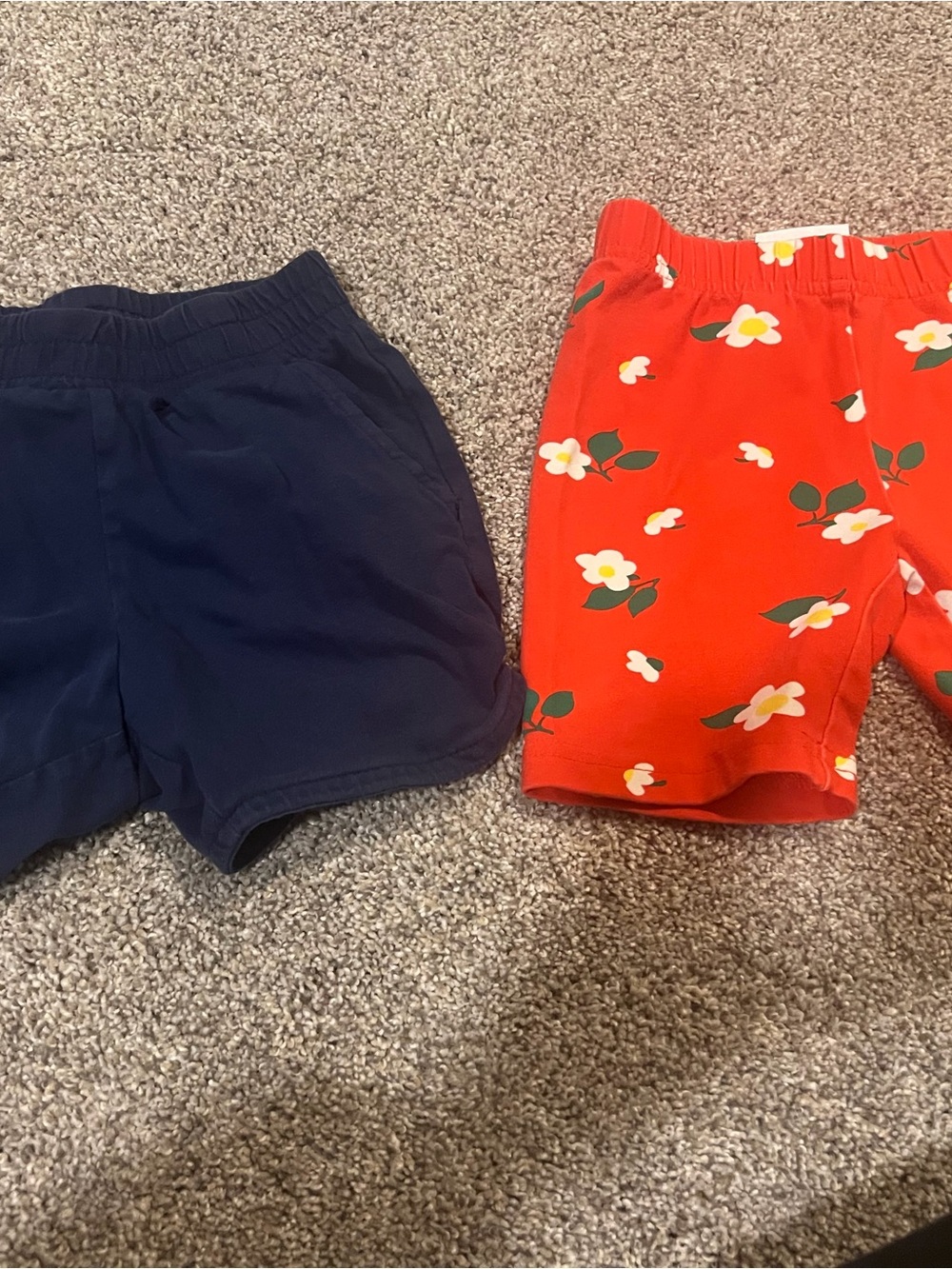 2 Pairs of Hanna Andersson Red Floral and Navy Shorts